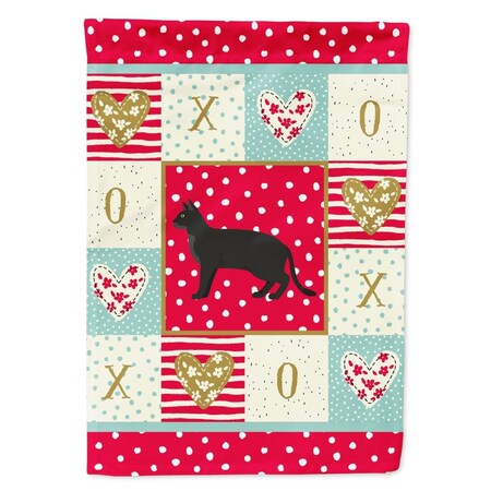 Carolines Treasures 28 x 0.01 x 40 in. Chausie Black Cat Love Canvas House Flag CK5579CHF
